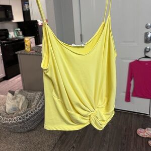 Yellow front tie cami, brand new, tags removed.